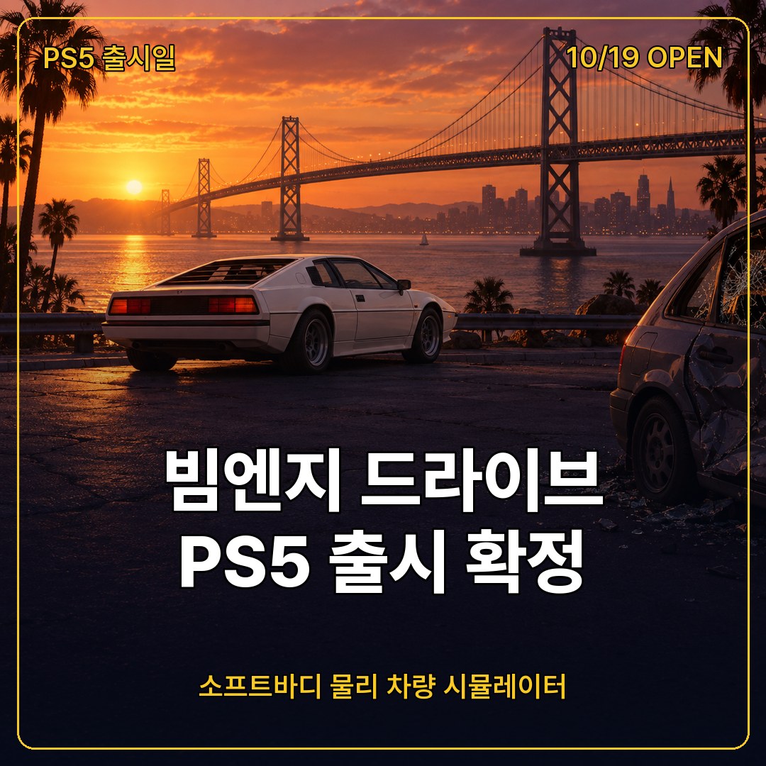 빔엔지 드라이브 PS5 출시일 10월 19일 확정, 소프트바디 물리 차량 시뮬레이터 콘솔판 트레일러와 모드, VR 미지원 정리