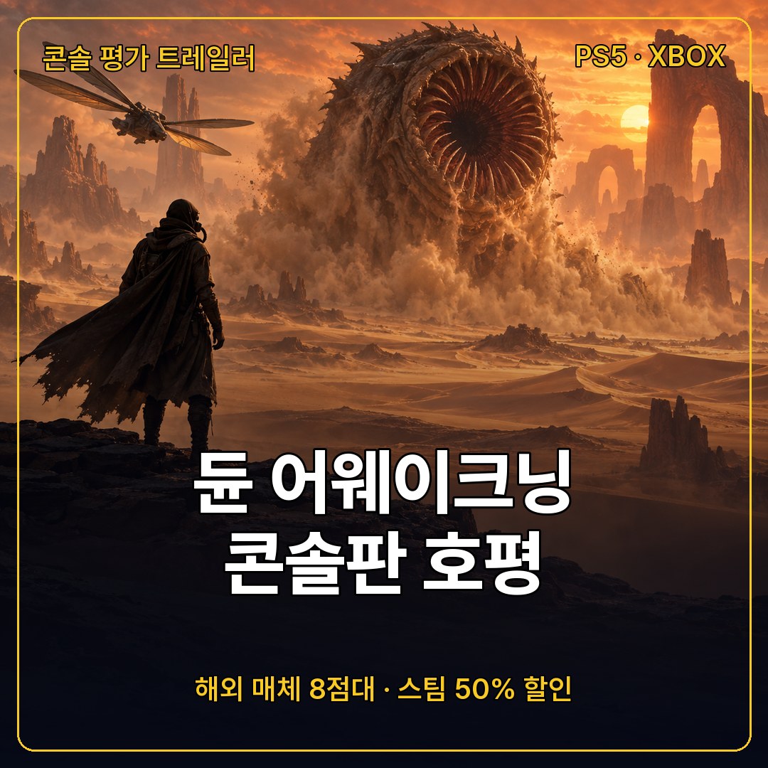 듄 어웨이크닝 콘솔판 평가 트레일러, 해외 매체 8점대 호평과 PS5 가격, 스팀 50% 할인까지