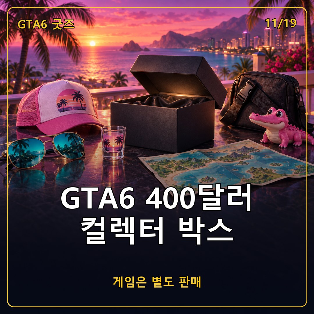 GTA6 400달러 컬렉터 박스 공개, 게임 없이 오클리 선글라스·마카 피규어·레오니다 지도 포스터 11종