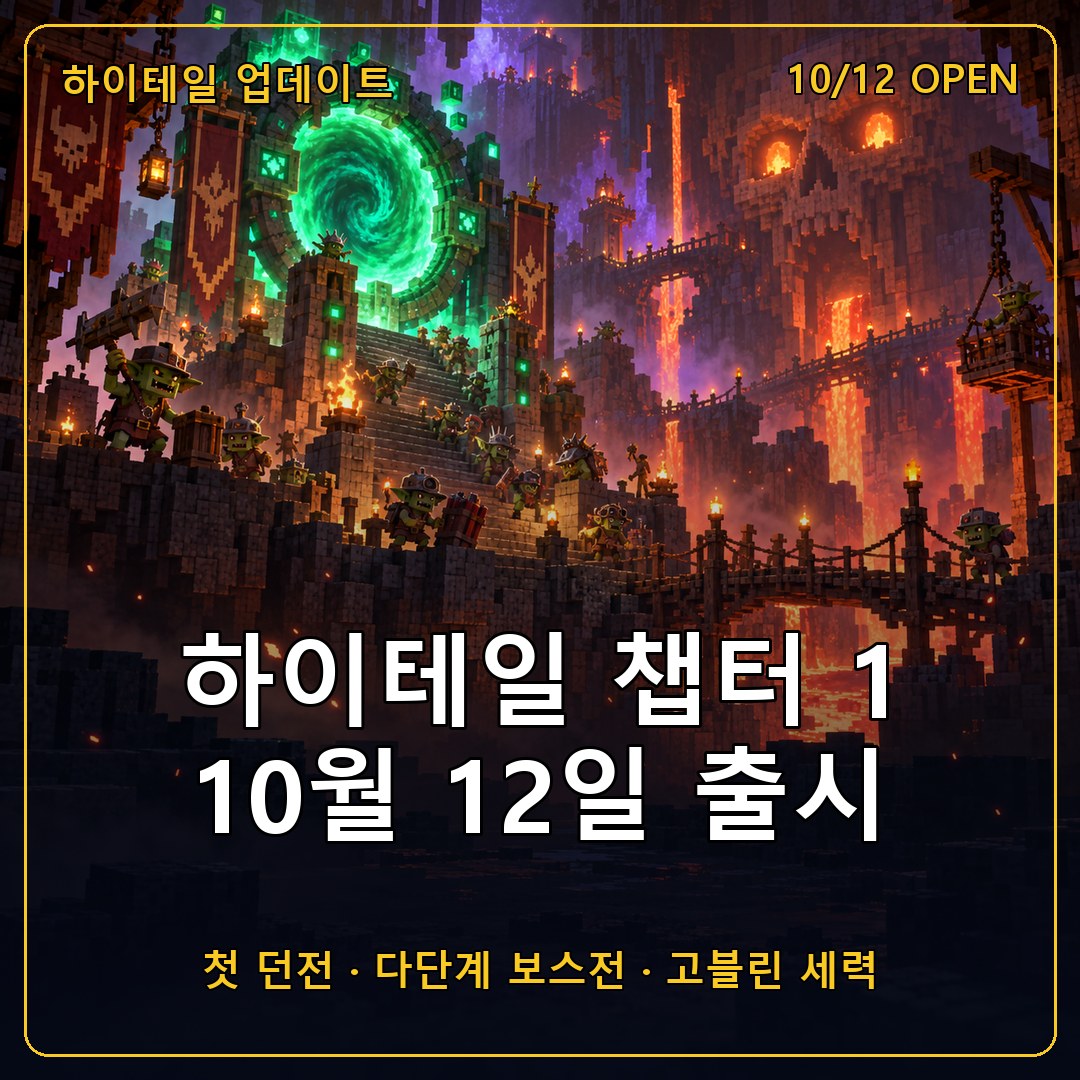 하이테일 챕터 1 10월 12일 출시 확정, 첫 던전과 다단계 보스전, 고블린 세력 티저 정리