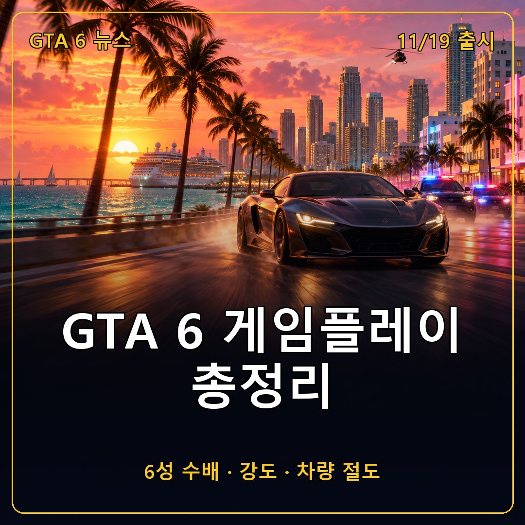 GTA 6 게임플레이 총정리, 6성 수배와 강도·차량 절도까지 달라진 점