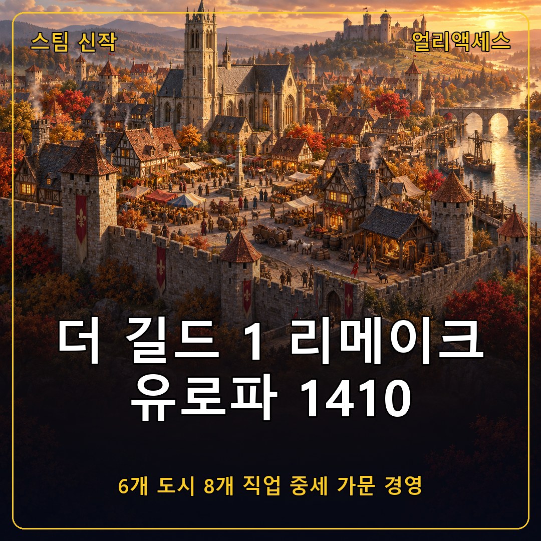 더 길드 1 리메이크 유로파 1410 얼리액세스 출시, 6개 도시 8개 직업으로 시작하는 중세 가문 경영 시뮬레이션