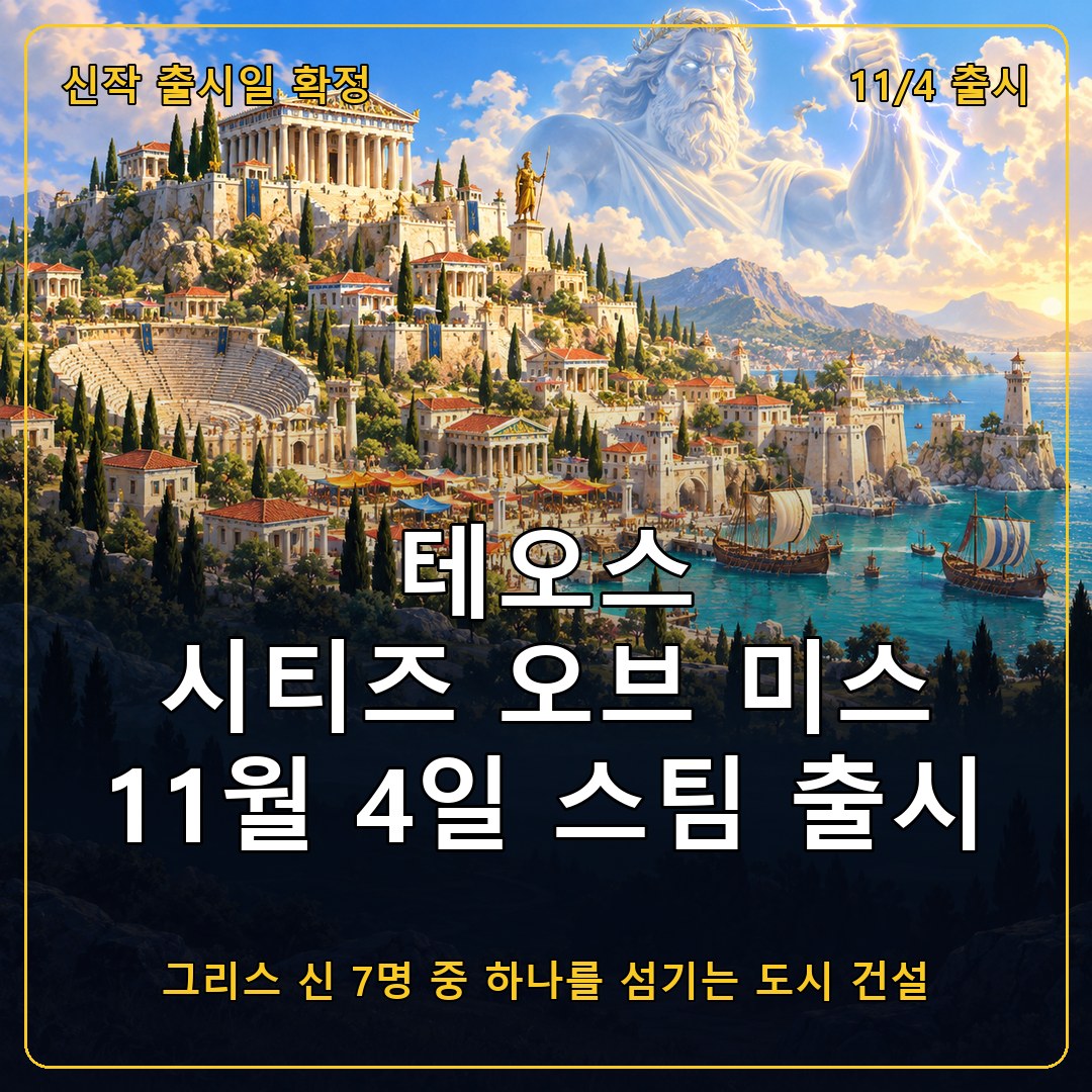 테오스: 시티즈 오브 미스 11월 4일 스팀 출시, 그리스 신 7명 중 하나를 섬기는 도시 건설 게임
